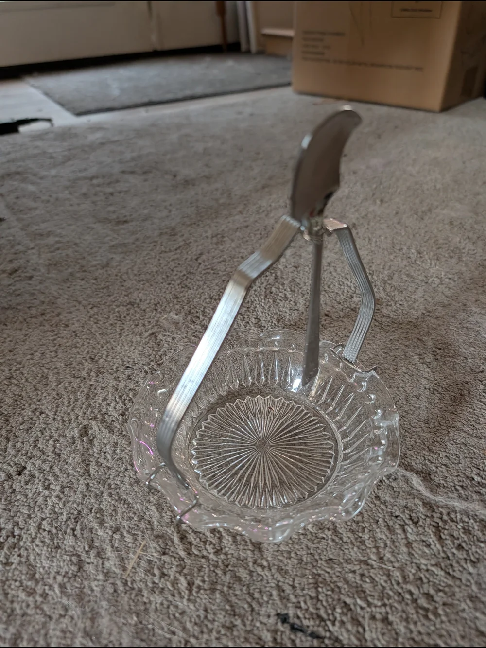 Glass Candy Dish with Silver-Tone Handle - Clear and Silver Serving Basket